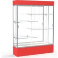 Waddell Display Case Of Ghent Spirit Lighted Display Case 60"W x 80"H x 16"D Mirror Back Satin Finish Red Base & Top 3175MB-SN-RD